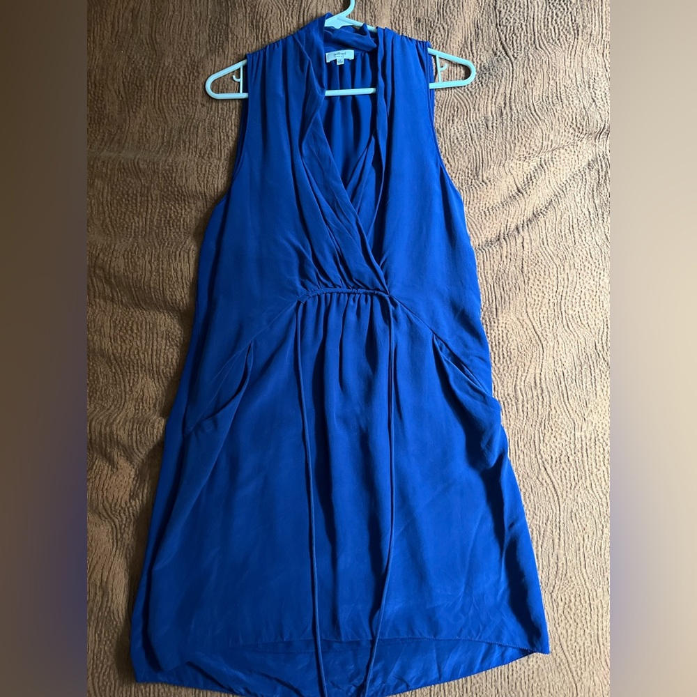 Wilfred Sleeveless Cobalt Blue Silk Mini Dress